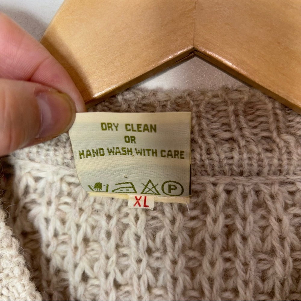 Falcara Ireland Wool Button Cardigan Fisherman Sweater Pockets Chunky Cable Knit - Picture 10 of 11